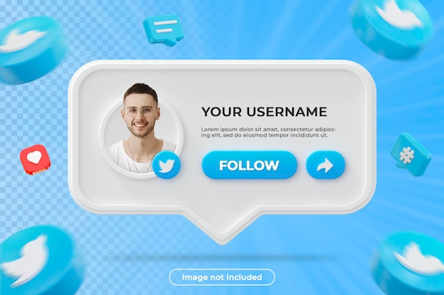 PSD twitterプロフィールバナー3dレンダリング構成
