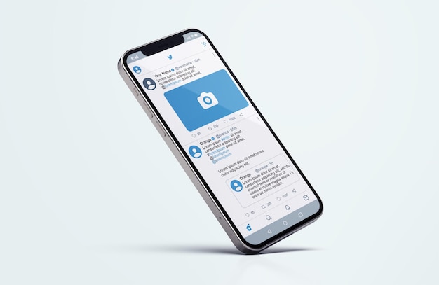 Twitter su silver mobile phone mockup