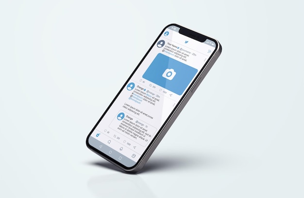 Twitter su silver mobile phone mockup