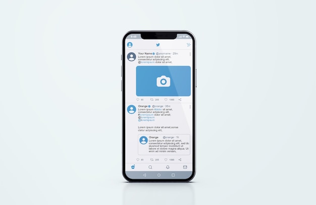 PSD twitter su silver mobile phone mockup