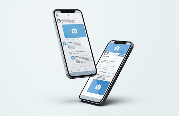 シルバー携帯電話モックアップのTwitter