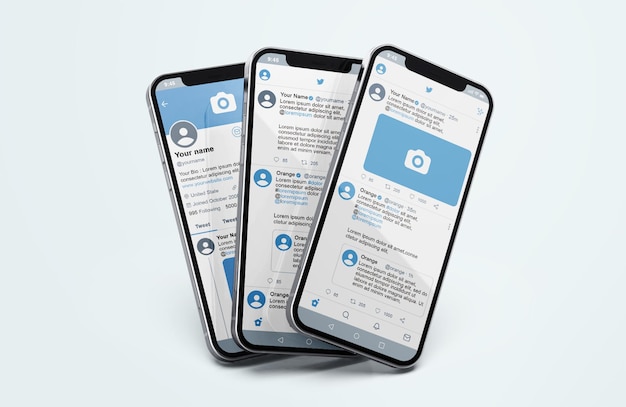 Twitter su silver mobile phone mockup