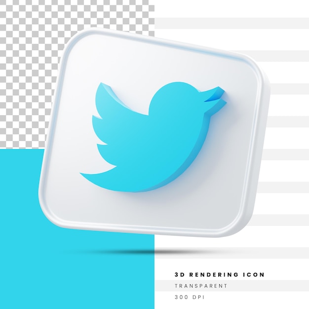 Icona di rendering 3d dei social media di twitter