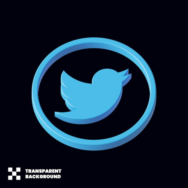 PSD twitter social media icon in 3d render