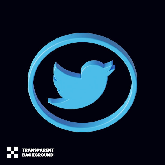 PSD twitter social media icon in 3d render