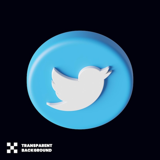 PSD icona dei social media di twitter nel rendering 3d
