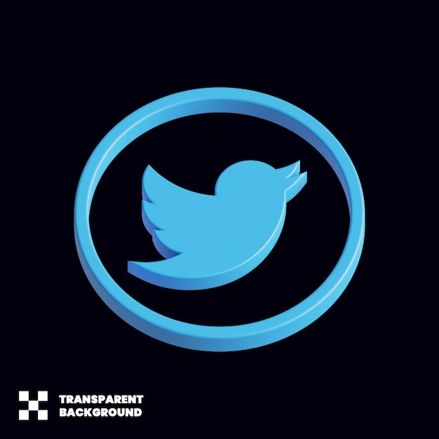 PSD twitter social media icon in 3d render