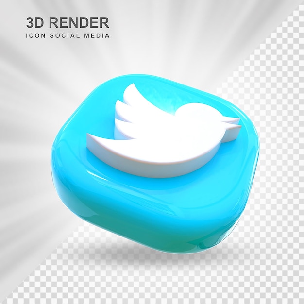 Значок социальных сетей Twitter 3d