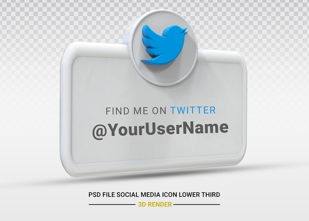 PSD twitter social media icon lower third web banner 3d design render