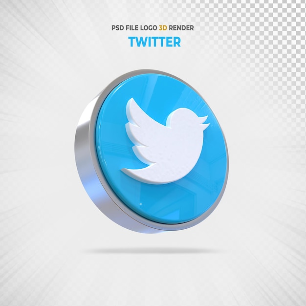 Rendering 3d del logo dei social media di twitter