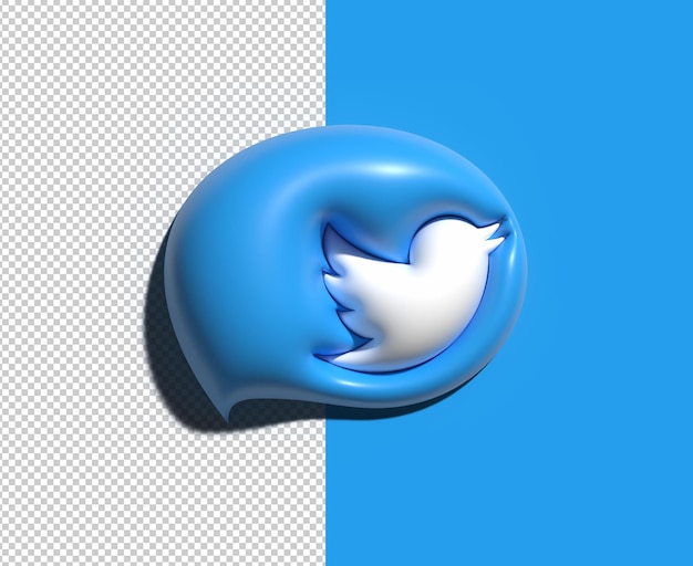 Twitter Social media logo 3D transparant Psd-bestand.