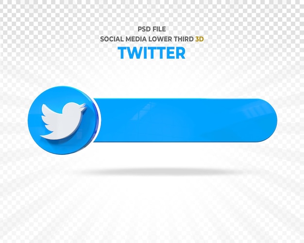 Twitterソーシャルメディアのロゴローワーサードバナー3dレンダリング