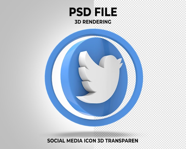 PSD twitter 소셜 미디어 투명 로고 3d