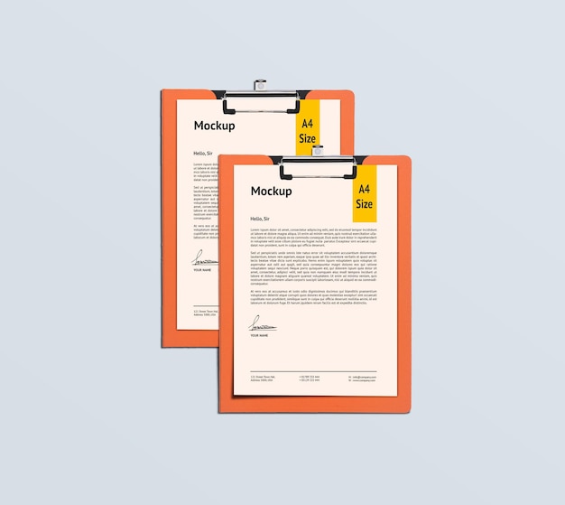 PSD two a4 page and clipboard mockup