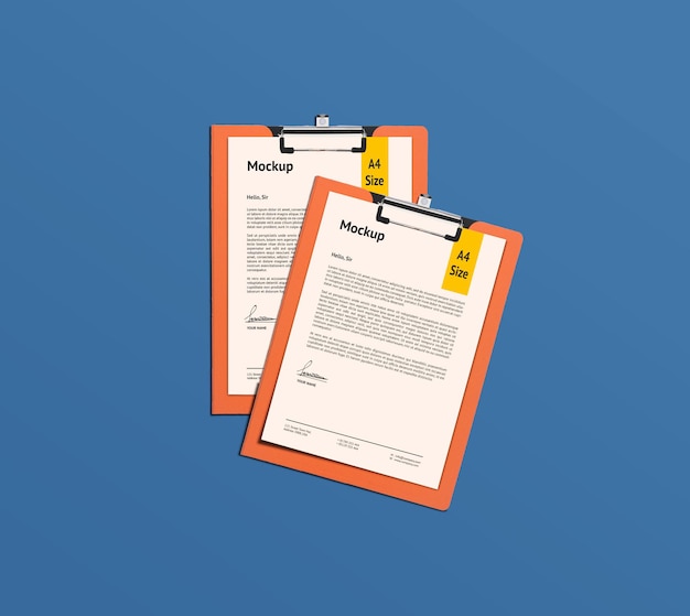 PSD two a4 page and clipboard mockup