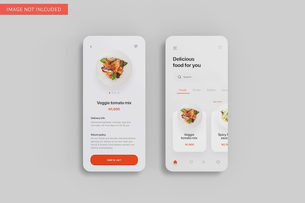 PSD two app ui mockup top angle view