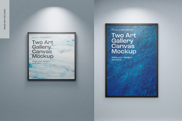 Two art gallery canvas mockup, front view