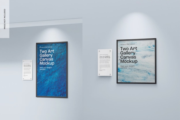 Two art gallery canvas mockup, right view