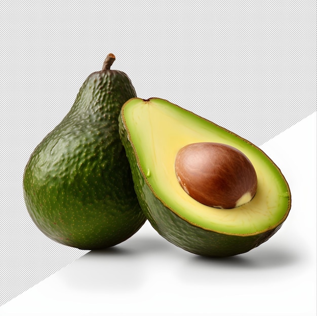 Due avocado uno tagliato e uno intero