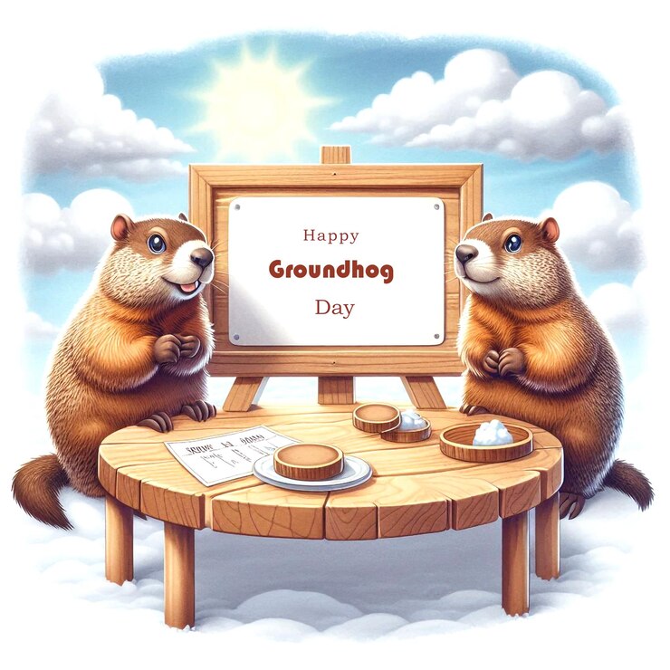 PSD two bears are sitting on a table with a sign that says  grumpy bee