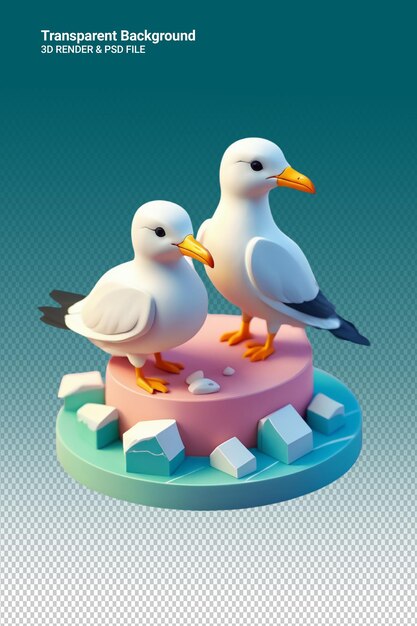 PSD two birds are standing on a round object with the word  birds  on it