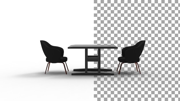 PSD two black swivel chair with shadow 3d render