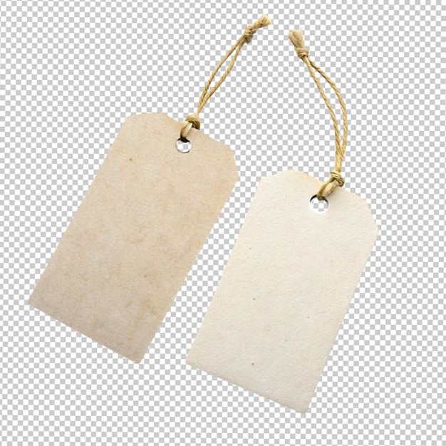 Two blank paper tag on transparent background