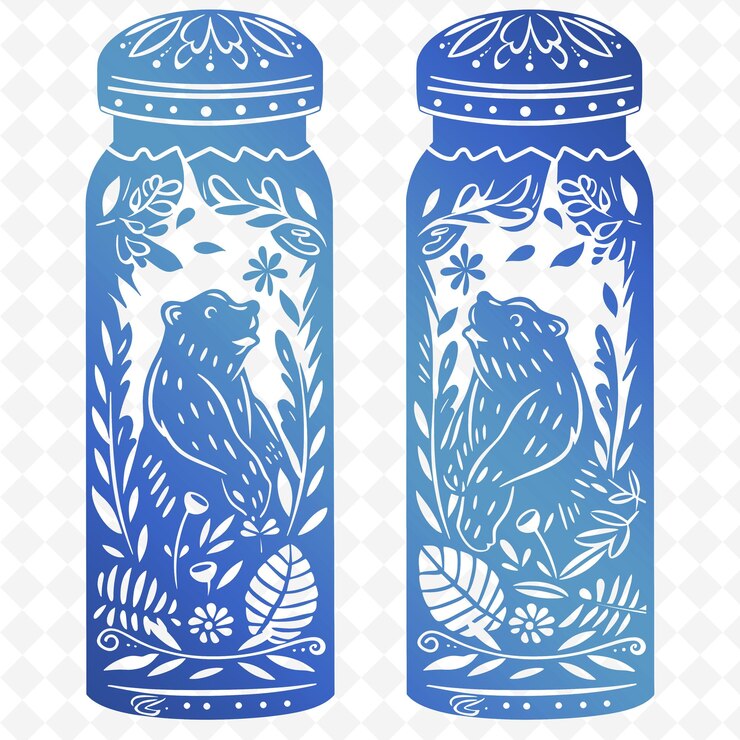 PSD 兩瓶藍色,上面有一隻鳥