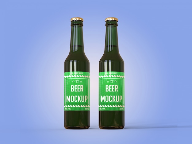 Две бутылки пива с надписью макет