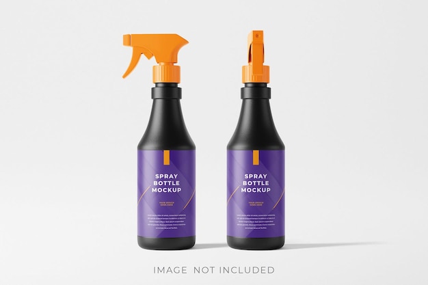 Two bottles of spray paint are shown with an orange spray bottle.