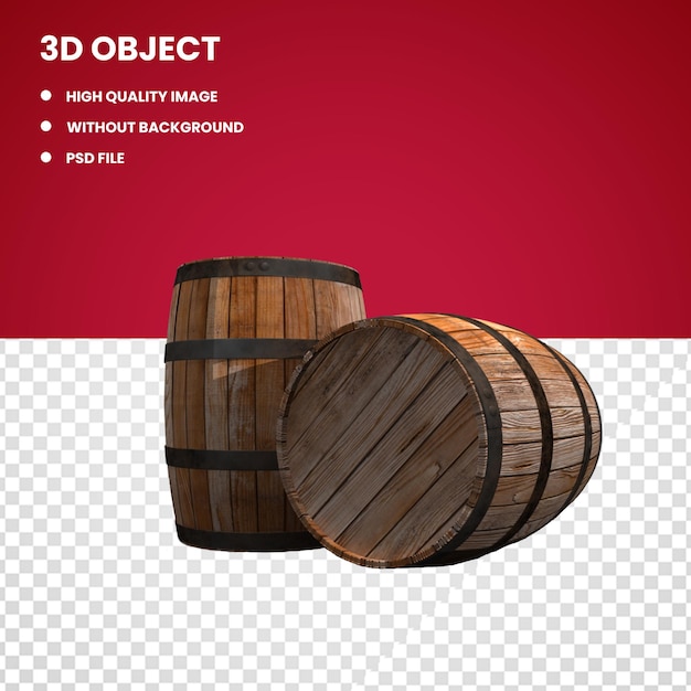 PSD two brown wooden barrels