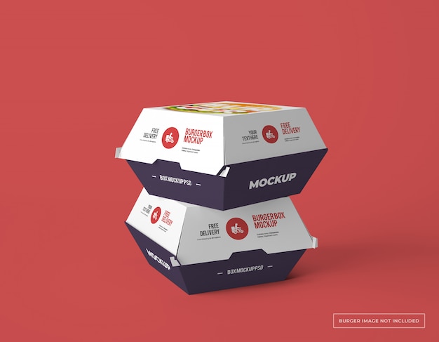 Two burger box packaging mockups