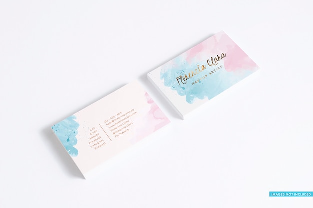 two business card stacks