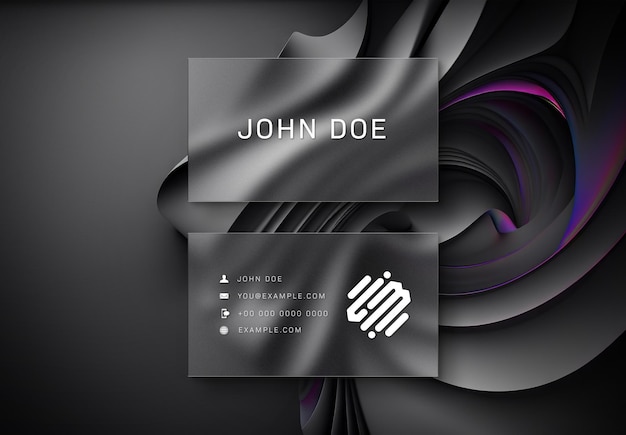 Two business Cards with transparent glass effect Mockup