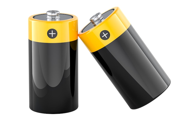 PSD two c batteries 3d rendering