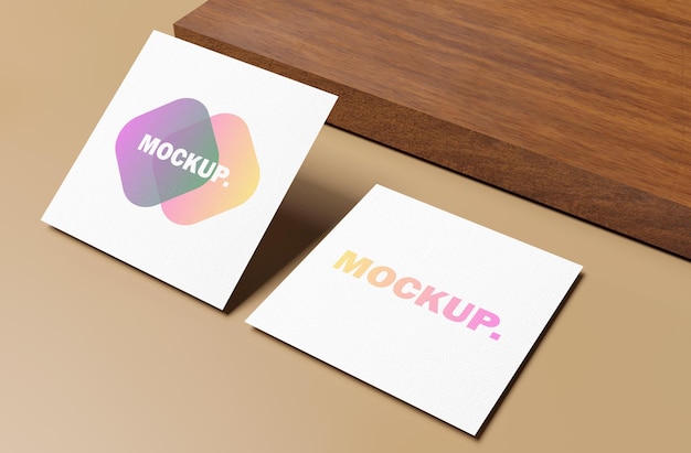 Two cards with the word mockup on them