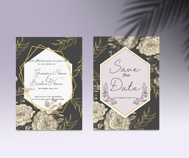 PSD two cards with the word save the date on them