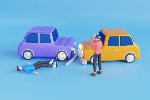 two cars collide on the road