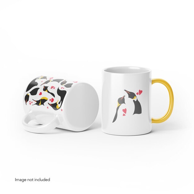 PSD two ceramic mugs psd mockup