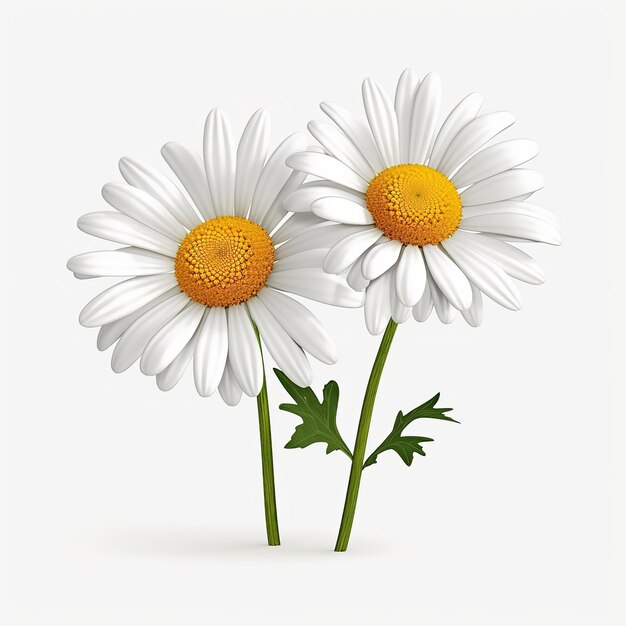 Two chamomile flowers on transparent background