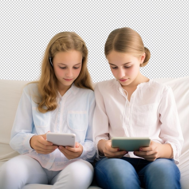 PSD two children and tablet