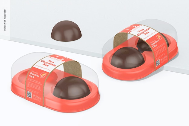 Two Chocolate Boxes Mockup, Perspective