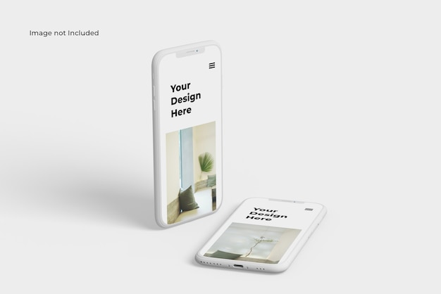 Due mockup del dispositivo smartphone clay