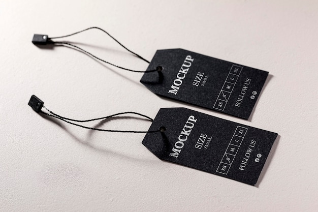 PSD two clothing black size tag mock-up