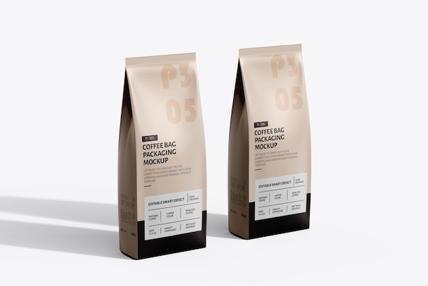 PSD two coffee bag packaging mockup