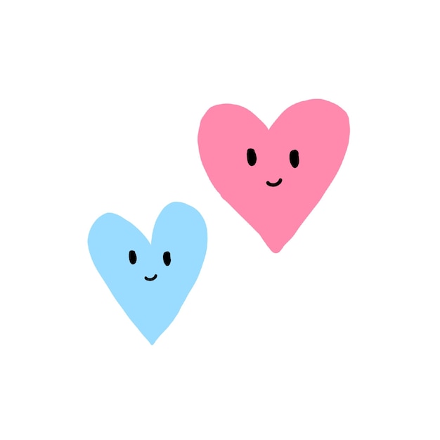 Two colorful hearts with one that says happy and happy