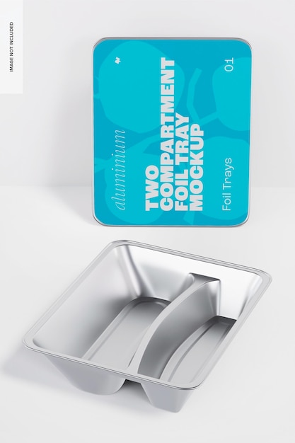 Two Compartment Foil Tray Mockup, Front View