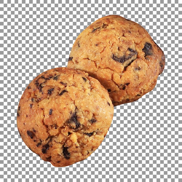 PSD two cookies has a chocolate chip on transparent background