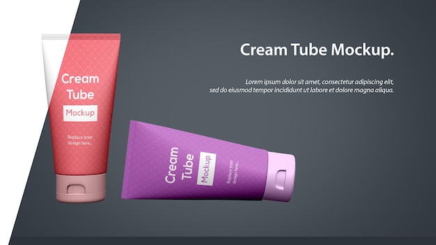 Two Cosmetic Cream lotion Tube Packaging Mockup met ruimte voor tekst