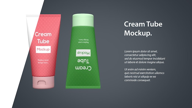 Two Cosmetic Cream lotion Tube Packaging Mockup met ruimte voor tekst